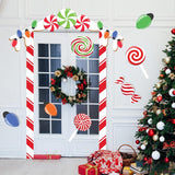 20 Pcs Christmas Candy House Door Cover Large Christmas Door Decorations Candy Cane Covers Banner Gingerbread Backdrop For Classroom Wall Window Stickers Decor