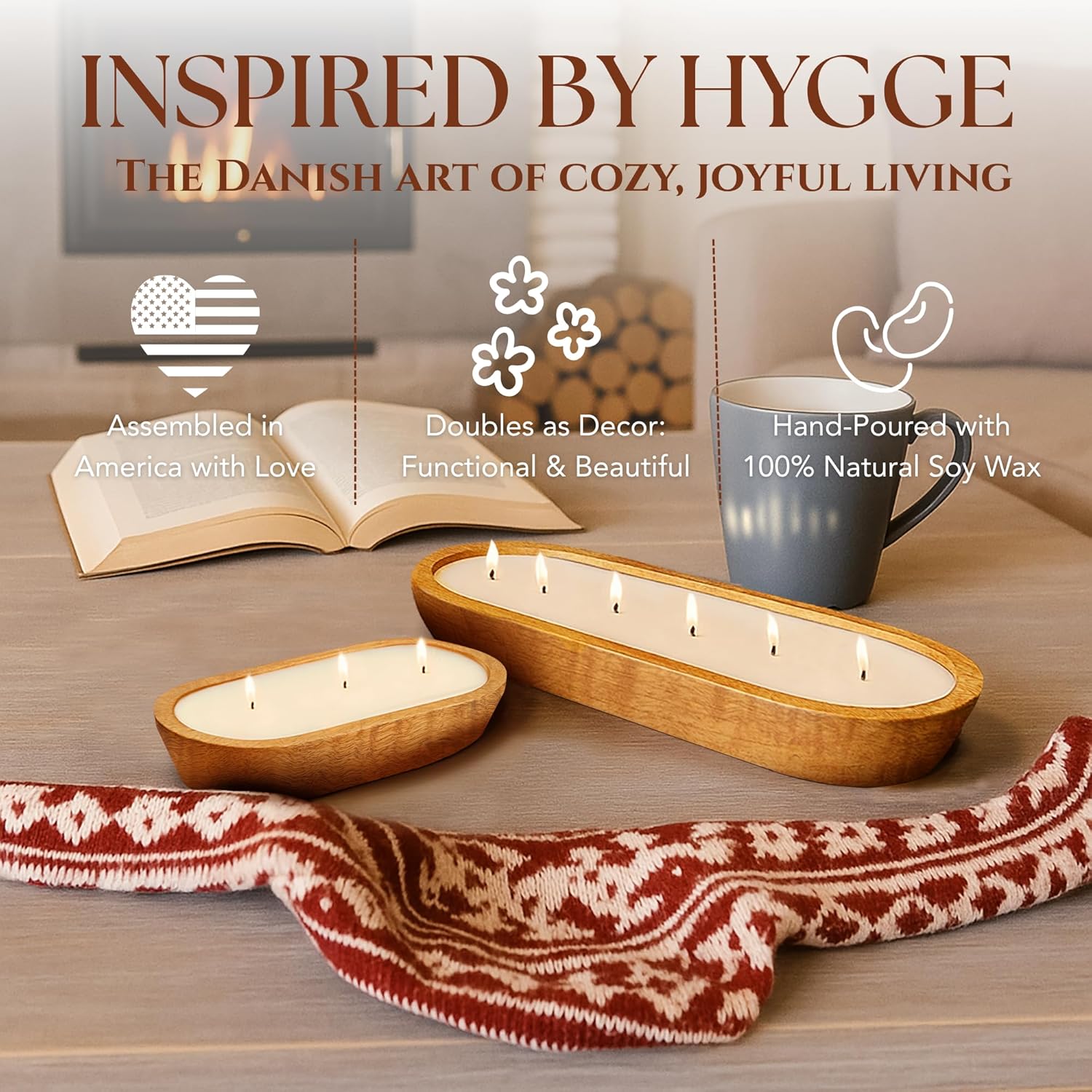 Dough Bowl Candle Co. Christmas Tree Soy Candle - 3 Wick Rustic Farmhouse Decor Odor Eliminator In Ornamental Wooden Bowls, 20 Ounce All-Natural Gifts For Women And Men, Wooden Decor Dough Bowls