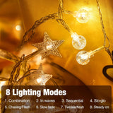 33Ft 80 Led Star String Lights,8 Modes Globe Fairy Lights Battery Operated With Remote&Timer,Waterproof Christmas Globe