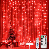 Led Curtain Lights Christmas, 300 Leds 9.8Ft X 9.8Ft Usb Curtain String Light With 8 Lighting Modes Wall Lights With Rem