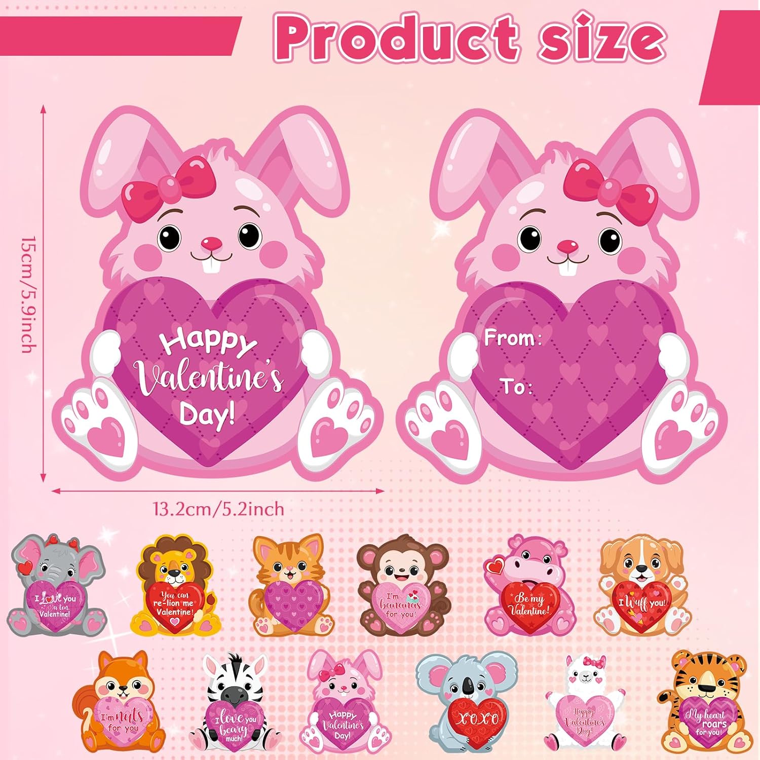 36 Pack Valentine Candy Cards With Plastic Domes Valentines Animals Greeting Cards Diy Craft Treat Holder For Sweet Day Classroom Gifts Exchange Party Favors