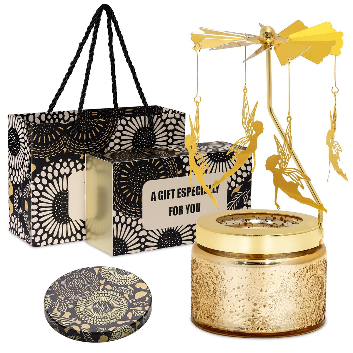 Magic Fairy Gifts For Women, Rotating Lavander Scented Candle With Gift Box Bag, Unique Birthday Gift For Mom Wife Daughter Best Friend Sister, Womens Gifts For Christmas Anniversary Valentines Day
