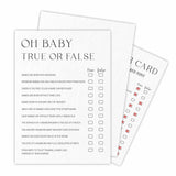 Oh Baby! True Or False Game Kits For Baby Shower - Minimalism Pearl White - 30 Fill In The Blank Game Cards With 1 Answer Card Each Set, Gender Reveal, Gender Neutral?Party Favor & Supplies - A04