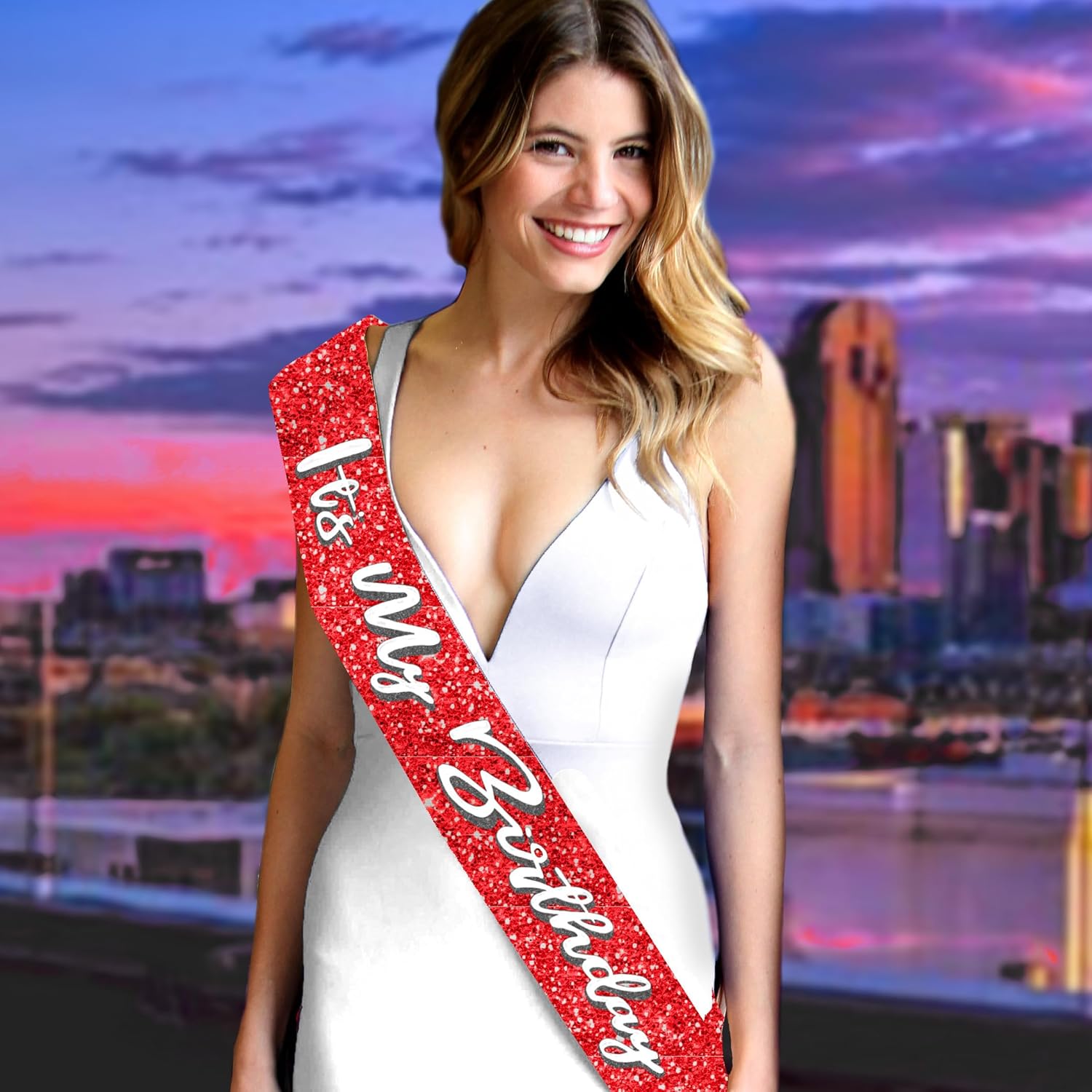 Quality Birthday Sash Party Supplies - Glam It'S My Birthday Sash - Bday Decorations For Women Red Sparklesash(Glmitmybdy) Red/Sprk
