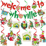 Red And Green Welcome To Whoville Banner And Christmas Hanging Decorations For Kids Boy And Girl Merry Christmas Decorations For Toy And Game