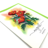 Birth Flower Card, Handmade Quilling Floral Card For Birthday, Anniversary, Birth Month Flower For Mom, Women, Daughter, Birth Flower Gift Decorations, 12 Months Of Year Flower Card (August)