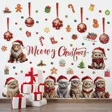 Christmas Cat Wall Decal Merry Christmas Wall Sticker Removable Christmas Cat Wall Decals Decor For Winter Christmas Holiday Party Supplies Home Window Decor