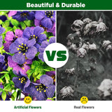 Artificial Hanging Flowers For Outdoors, 2Pcs Faux Silk Daisy Outdoor Flowers Uv Resistant Fake Hanging Plant For Outside Planter Porch Patio Yard Garden Wedding Home Decorations (Double Purple)