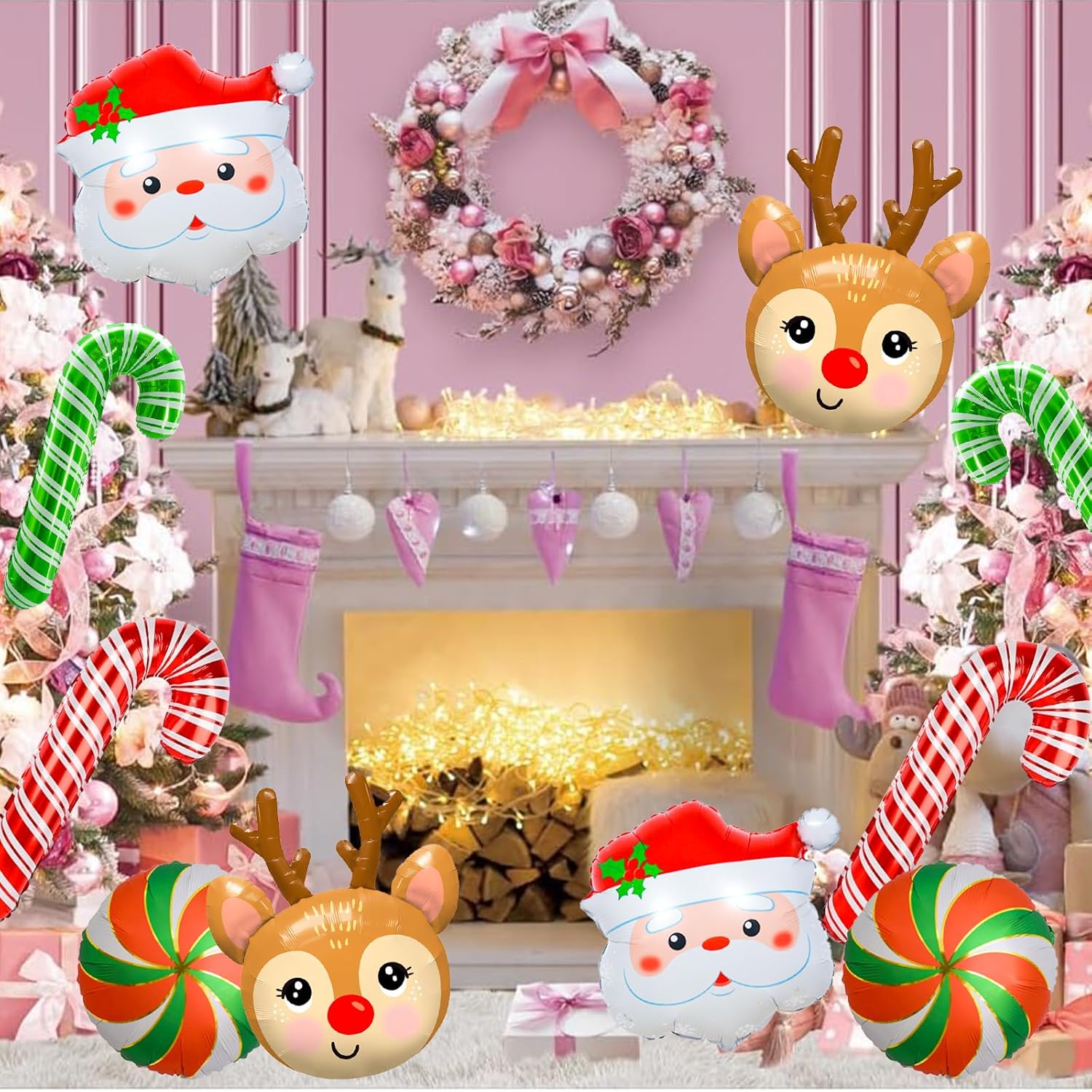 Santa Claus Foil Party Balloons, Merry Christmas Balloons, Elk Christmas Ballons For New Year Eve Holiday Festival Birthday Party Decorations (Elk & Santa Claus)