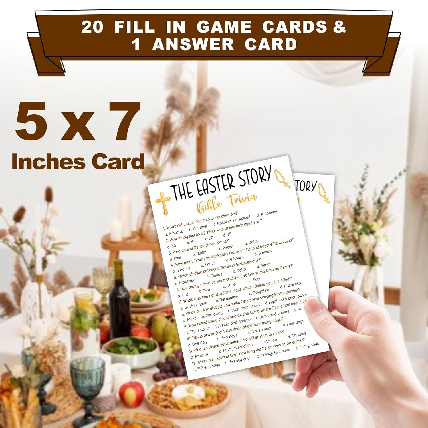 20 Pcs The Easter Story- Bible Game Cards With 1 Answer Card- Christian Party Game For Religious Activities?Adults Schoo?L Sunday Activities Church Easter Favors- Party Game & Activities- A05