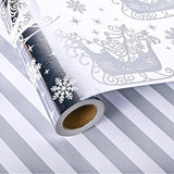 Reversible Sliver Christmas Wrapping Paper Roll - Red Black Xmas Sleigh & Stripe Design For Holiday Winter Parties (Sliver Sleigh, 17 Inches X 16.5 Feet)