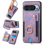 Pixel 9/9 Pro Wallet Case, PU Leather Flip, RFID Blocking, Kickstand - Purple