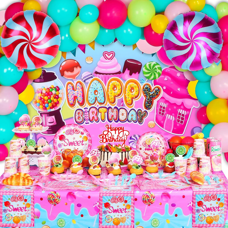 206 Pcs Candyland Party Decorations, Candy Land Decoration With Candy