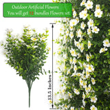 Outdoor Artificial Flowers Uv Resistant & Fade Proof, 12 Pack Realistic Fake Flowers For Garden, Patio, Lawn Decor - Weatherproof Plastic Plants (White)