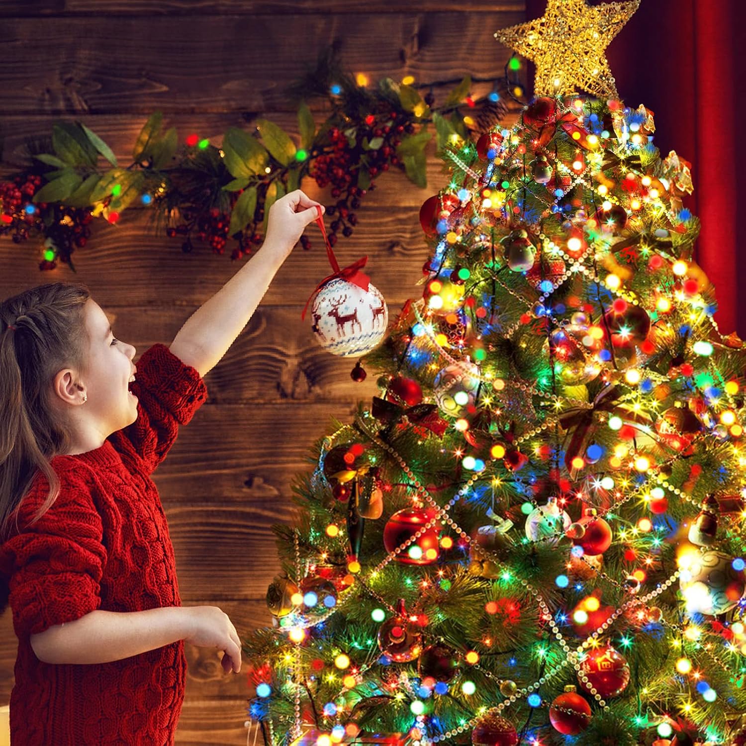 Battery Operated Christmas Lights, 2 Set Of 17Ft 50 Led Mini String Light With Auto-Timer 8 Modes Waterproof Tree Lights