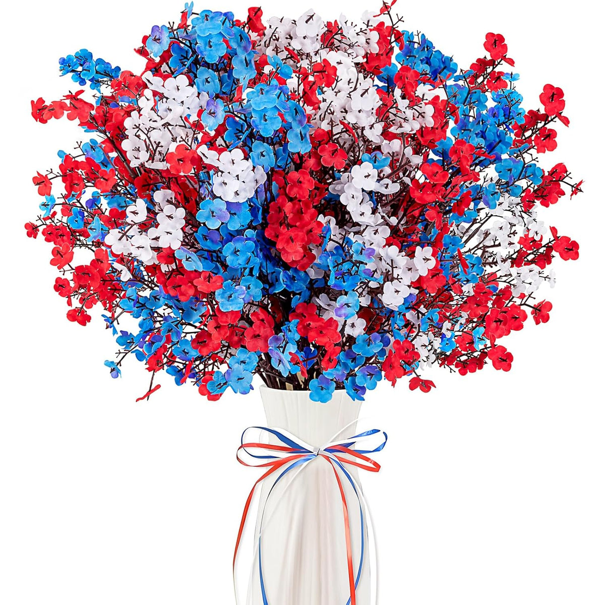 27Pcs 4Th/Fourth Of July Decorations Artificial Flowers Red White Blue Patriotic Picks Berry Stems Memorial Independent Labor Day Decor For Home Vase Table Centerpieces