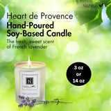 – Heart De Provence - Soy-Based Candle – French Lavender - Hand-Poured - Cotton Wick - Aromatherapy Candle W/Essential Oils - Made In Usa - 3 Oz