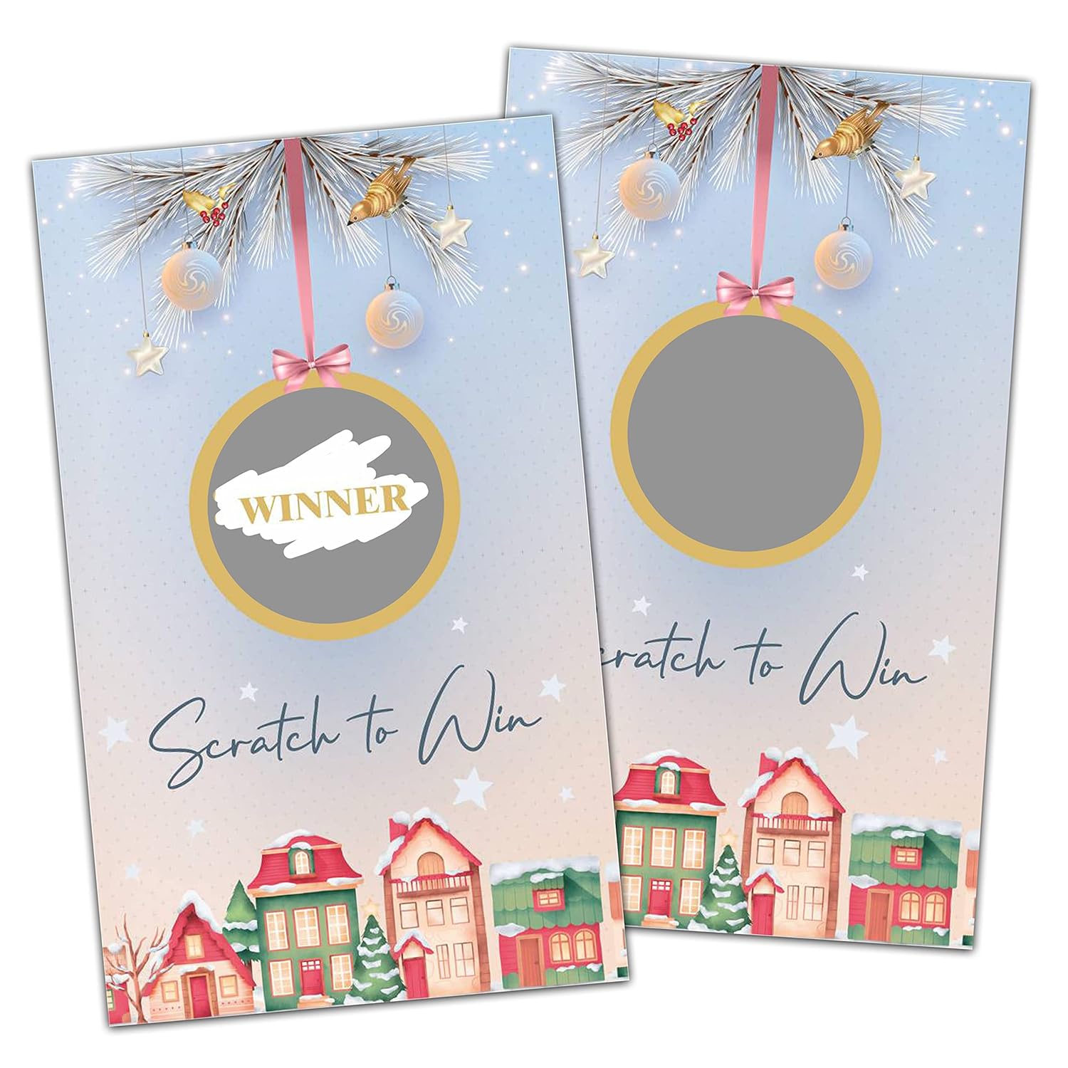 Christmas Scratch Off Game Cards, Scratch Off Stickers Holiday Games, Lottery Raffle Tickets, Christmas Party Supplies Decorations, New Year Activities For Adults Friends (50 Pack)-05