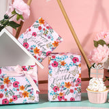 Happy Birthday Wrapping Paper Roll For Girls Women, Pink Floral & Butterfly, Birthday Party Gift Wrap For Girl, Women, Female, Mini Roll, 17 In X 32.8 Ft