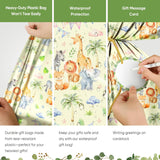 1 Pcs Animal Large Plastic Gift Bags Baby Shower - 56 * 36 Inch Jumbo Gift Bags Animal Design Baby Girls Boys Newborn Parties Forest Yellow