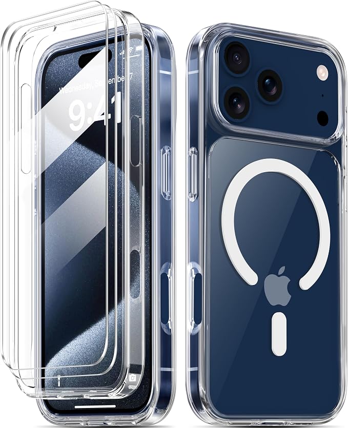 Crystal Clear Magnetic Phone Case with Stand for Apple iPhone 18 Pro Max and iPhone 17 Pro Max