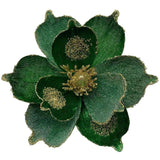 9In Christmas Flowers Large Glitter Magnolia Flowers Velvet Christmas Decorations Green Christmas Tree Ornaments Set Of 6 Giant Artificial Flowers With Stems For Xmas Tree Holiday