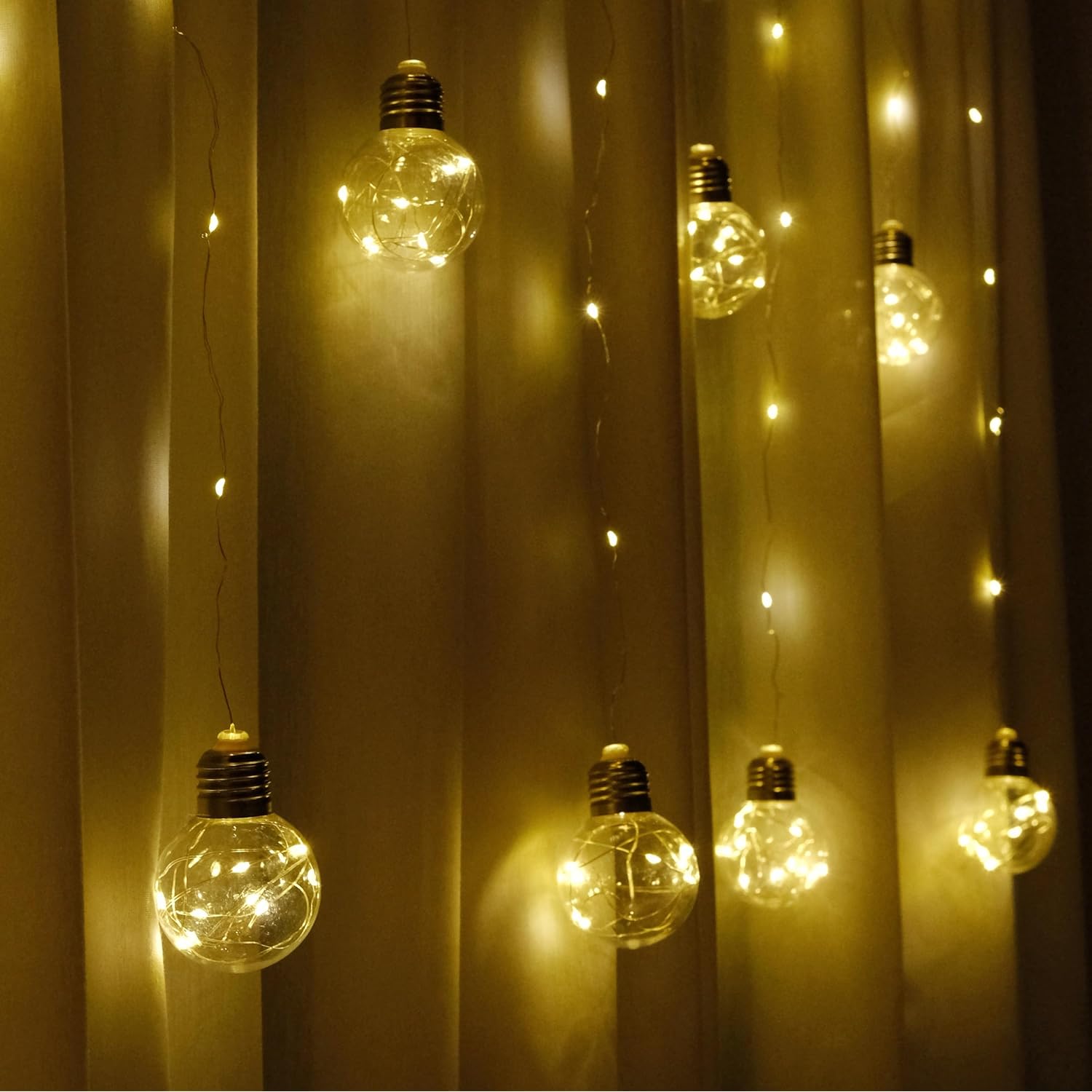 Wishing Ball Curtain Lights, 8 Modes 200 Led Usb Powered Window Curtain String Lights With Remote Globe Twinkle Fairy Fi