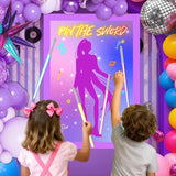 Kpop Movie Hunters Decorations Pin The Sword Birthday Party Games Decorations, Magic Music Themed Poster With 24 Reusable Sword Stickers For Party Supplies Favors- 19.5Inch X27.5Inch
