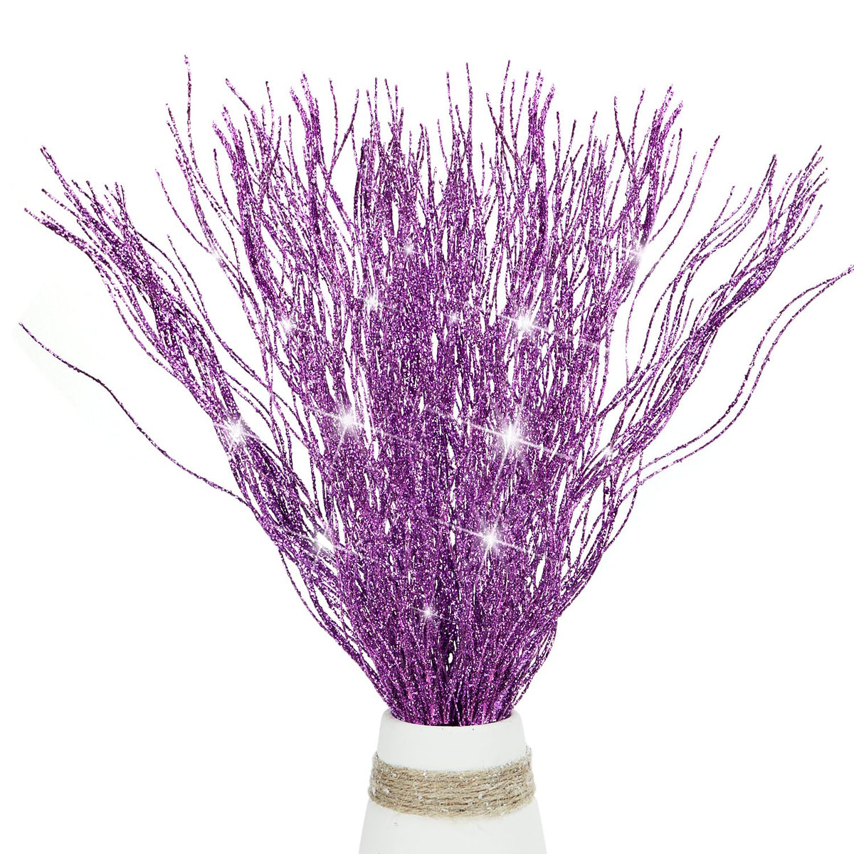 10 Pcs Glitter Christmas Picks Sprays Sparkle Curly Ting Branches Decorative Sticks Stems Artificial Curly Wispy Willow Twigs For Christmas Tree Vase Fillers Crafts Garland Home Decor (Purple, 10)