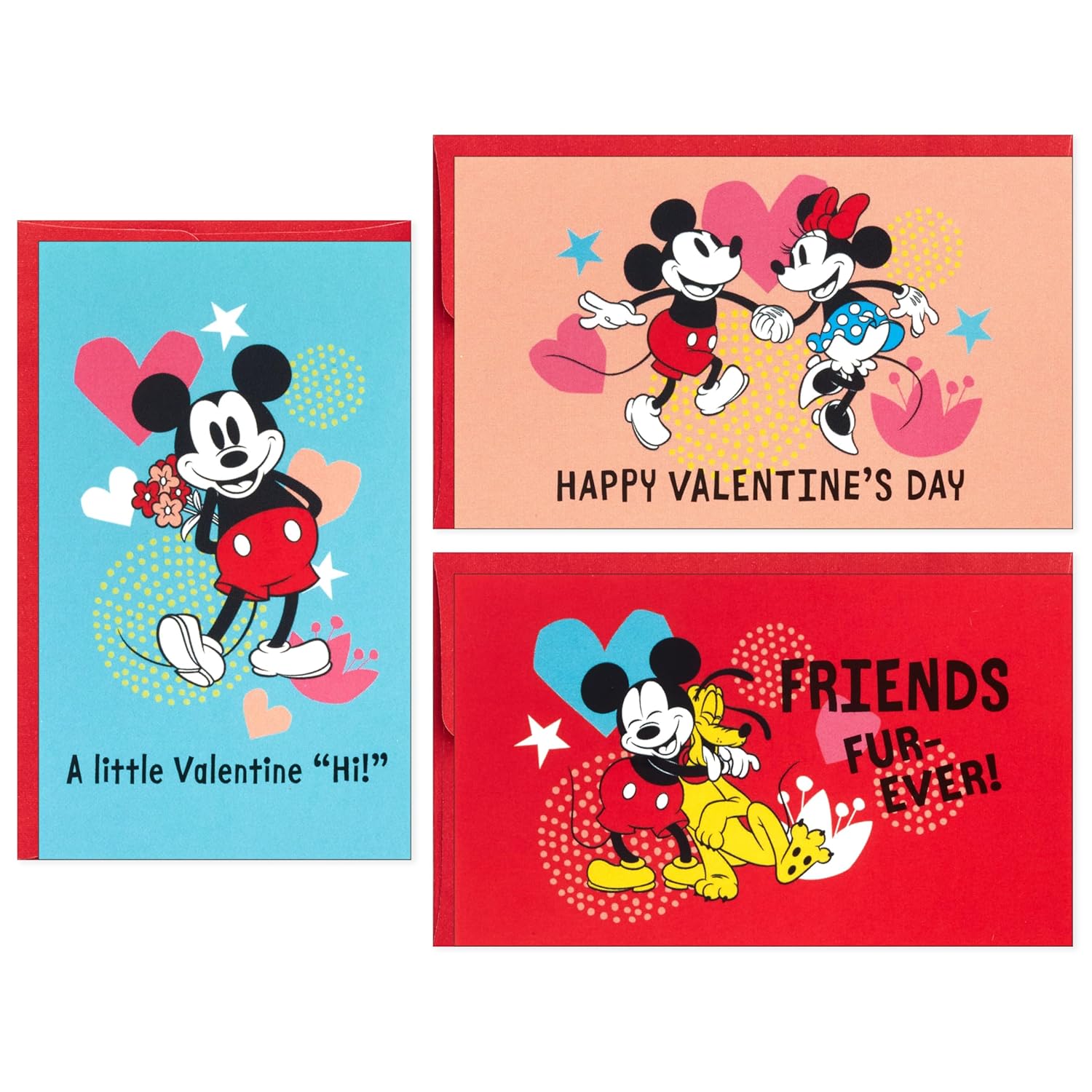 Hallmark Disney Mickey and Friends Mini Valentine's Day Cards for Kids School (18 Classroom Valentines with Envelopes)