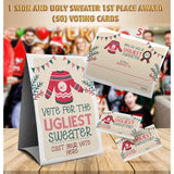 Ugly Christmas Sweater Voting Suit, Ugly Sweater Party Christmas Party, Tacky Christmas Party-1 Sign,1Awards And 50 Guessing Cards?51C?