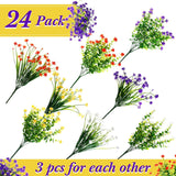 24 Bundles Flowers Outdoor Plants Fake Peony Plant Artificial Greenery Decoration Uv Resistant Plastic Faux Flowers For Home Garden Porch Courtyard Outdoor Indoor