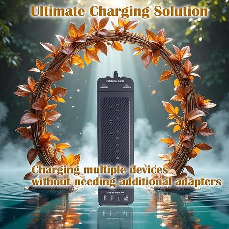 Heavy Duty Surge Protector Power Strip 18 Outlets 4 USB Ports USB C 10FT Flat Plug 4800J Black