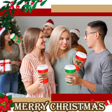 50 Pack 16 Oz Christmas Disposable Coffee Cups With Lids And Sleeves Merry Christmas Paper Coffee Cups Red And Green Drinking Cup For Beverage Cold Hot Drinks Holiday