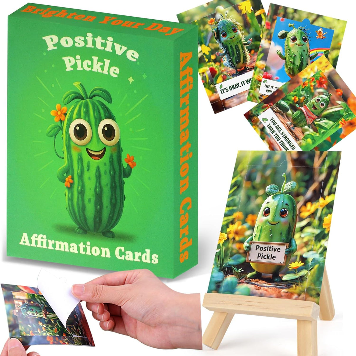 Positive Pickle Card, Pickle Gift, Affirmation Cards For Women, Emotional Support Pickle, Cute Valentines And Birthday Gift For Teen Girls, Daughter, Sister & Best Friend