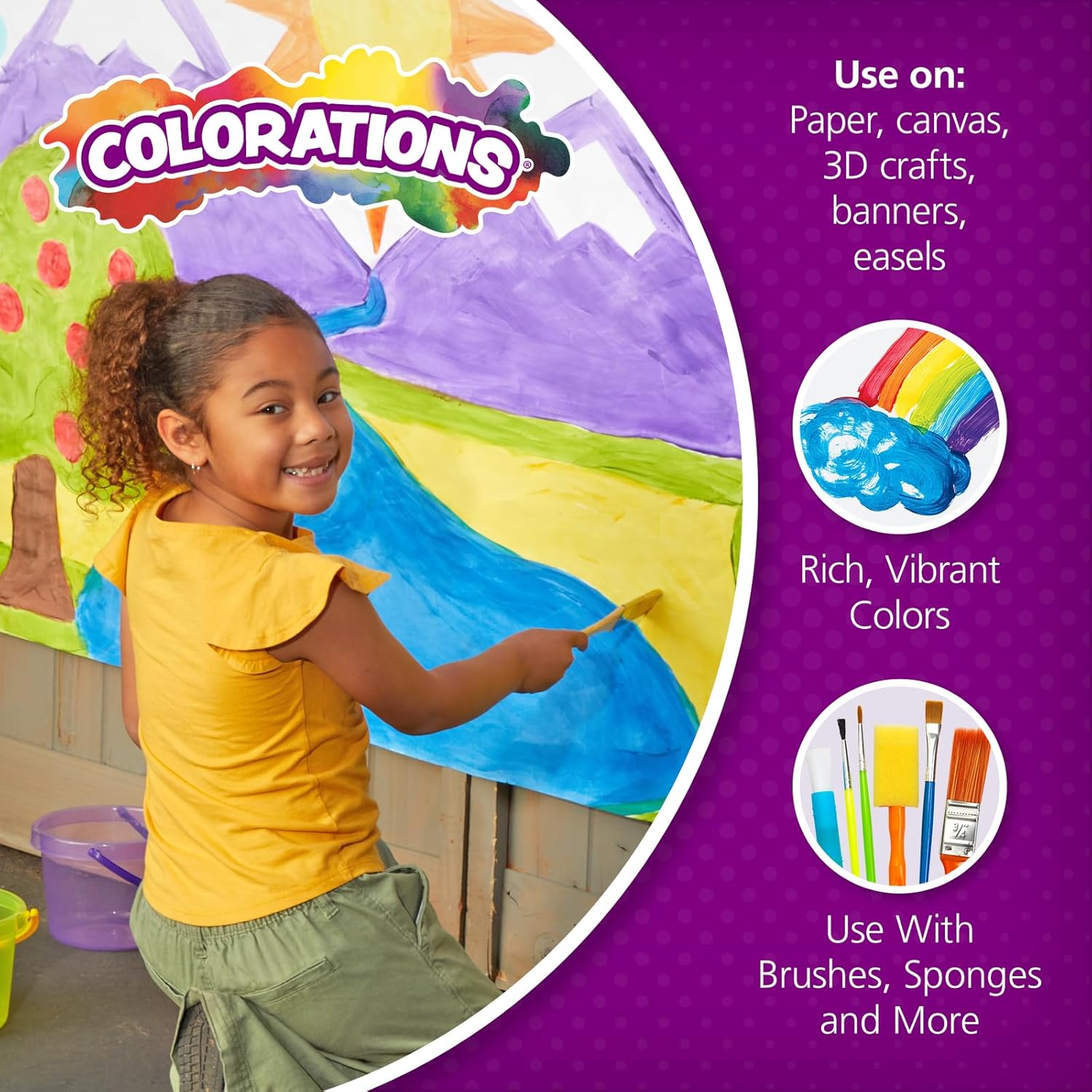 Paraben-Free Biocolor Paint, Rainbow Pack, Set Of 6 Colors, 16Oz Bottles, Non-Toxic And Made In The Usa