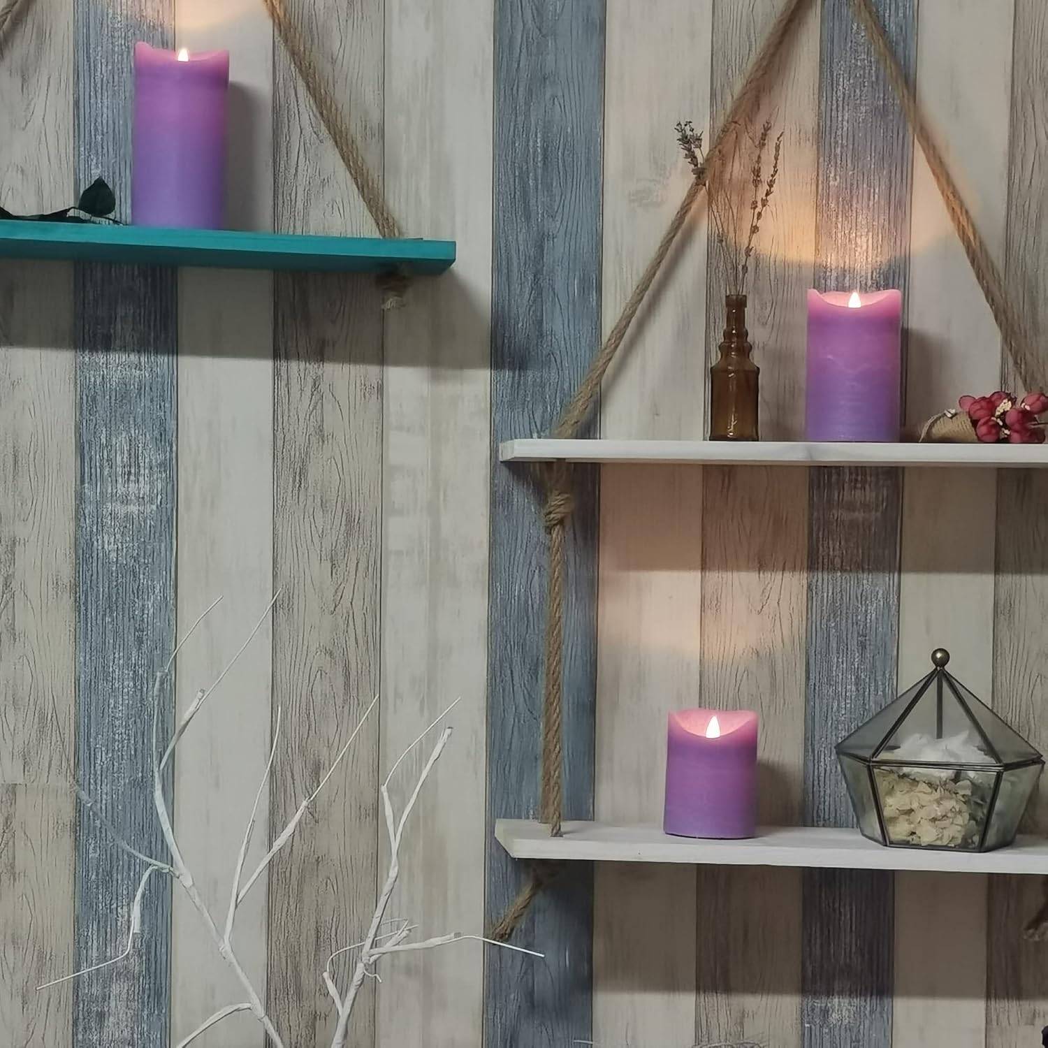 Battery Operated Led Flameless Pillar Candles With Timer And Remote Flickering Electric Bright Real Wax Candles For Home Decor Wedding Birthday Party Decorations, 3Pack D 3" X H 4"5"6"(Purple)