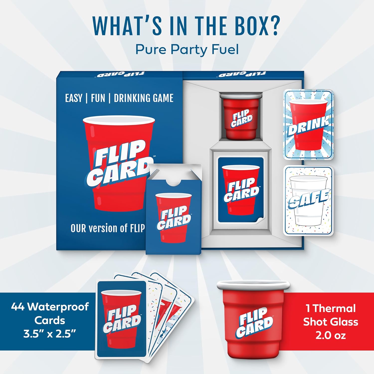 — The Best New Party Game, Hands Down! Take The Fun To The Next Level As Every Round Gets More Intense. Waterproof Cards And A Durable Thermal Aluminum Cup Built For Nonstop Play.