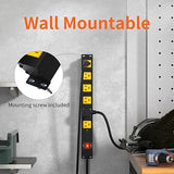 Heavy Duty Metal Surge Protector Power Strip 6 Outlets 2700J 6FT Extension Cord Wall Mount Black