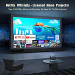 4K Projector, 600 ANSI, WiFi/Bluetooth, AI Auto Focus, Netflix, 300" Display