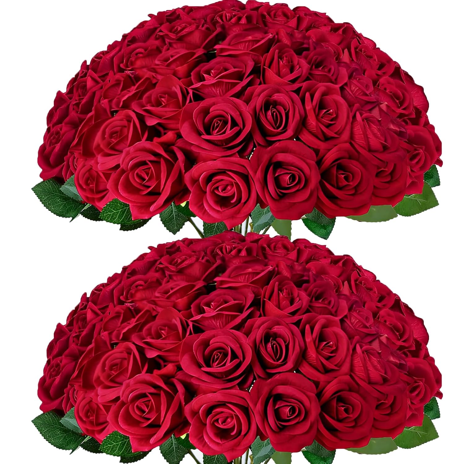 52Pcs Red Roses Artificial Flowers With Stems?Fake Roses Bouquet Fake Flowers Bulk?Silk Velvet Roses For Wedding Centerpieces Arrangement Baby Shower Birthday Home Decor Gifts