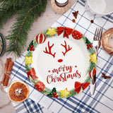 50 Pack Christmas Paper Plates 7 Inch, Merry Christmas Antlers Disposable Paper Plates Christmas Dessert Plates Salad Plates For Christmas Party Supplies (White)