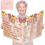 Large 80Th Birthday Card For Women With Envelope, Pink Rose Gold Back In 1946 Birthday Cards Jumbo Happy 80Th Birthday Decorations Greeting Card Guest Book Eighty Party Supplies Gifts