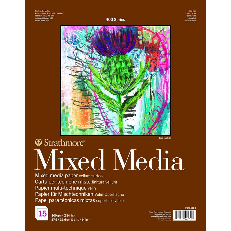 462-111 400 Series Mixed Media Pad, 11"X14" Glue Bound, 15 Sheets