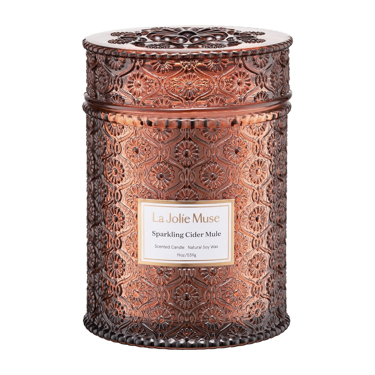 Sparkling Cider Mule Candle | Apple Cider, Orange & Amber | 19 Oz Wooden Wick | 90-Hour Clean Burn | Vibrant Scent | Gift For Hosts & Tablescapes