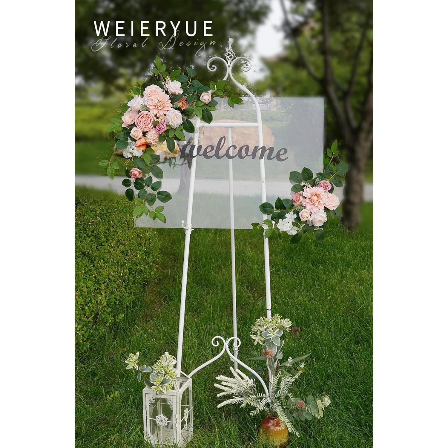 (Pack Of 2 Artificial Flowers Decorations, Wedding Flowers, Wedding, Banquet, Party, Reception Entrance Welcome Sign And Background Decoration(Romantic Pink)
