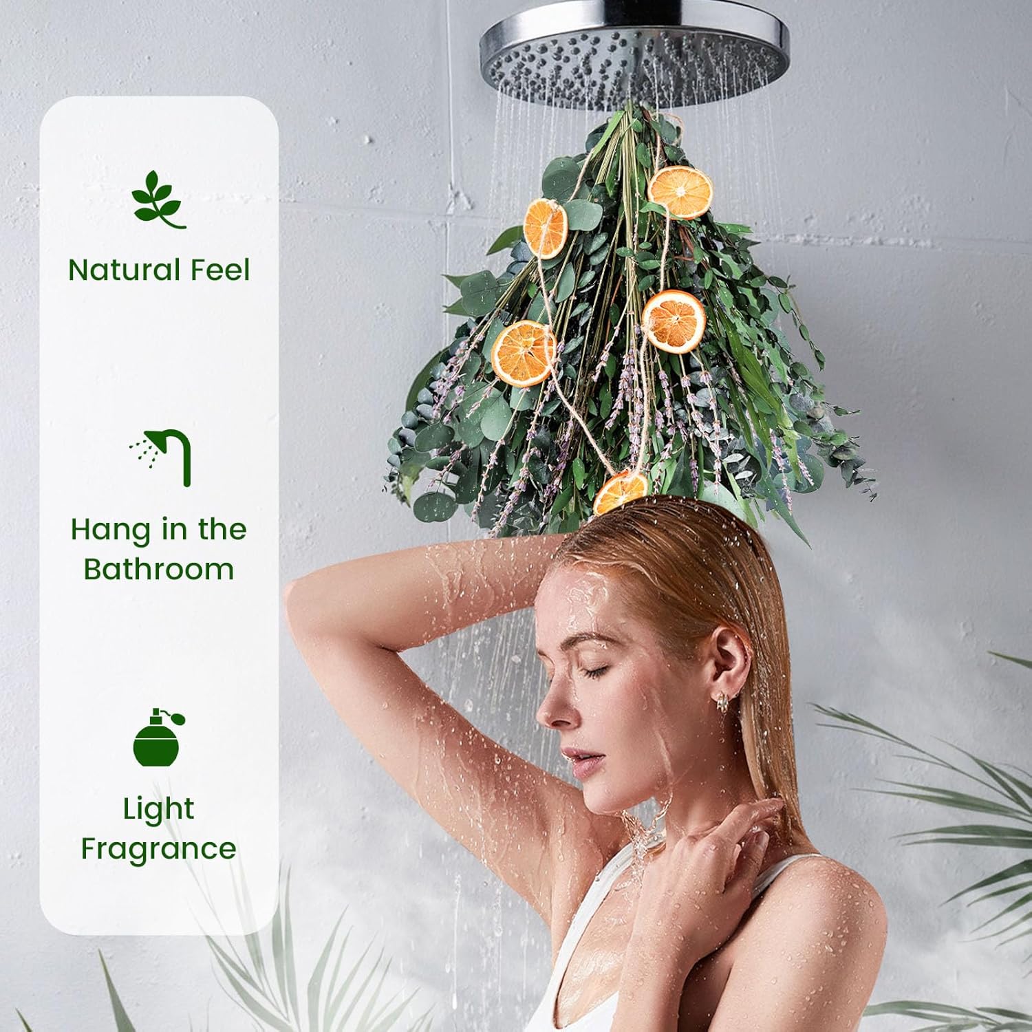 2 Pack Real Dried Shower Eucalyptus Hanging, 15''-17'' Bathroom Spa Shower Dried Plants And Bouquet Lavender Bundle With Lemon Slices For Diy Crafts Home Wall Wedding Christmas Decor