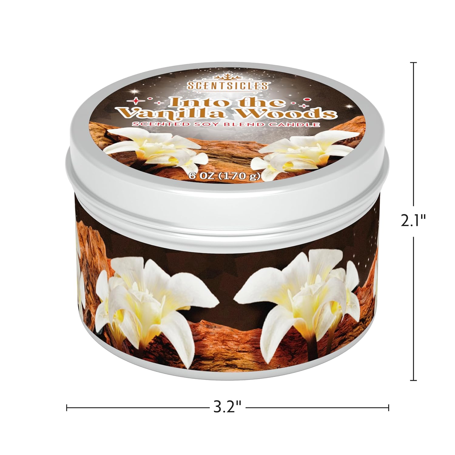 Scentsicles, Into The Vanilla Woods, 6 Oz Soy Blend Candle, 25 Hour Burn Time
