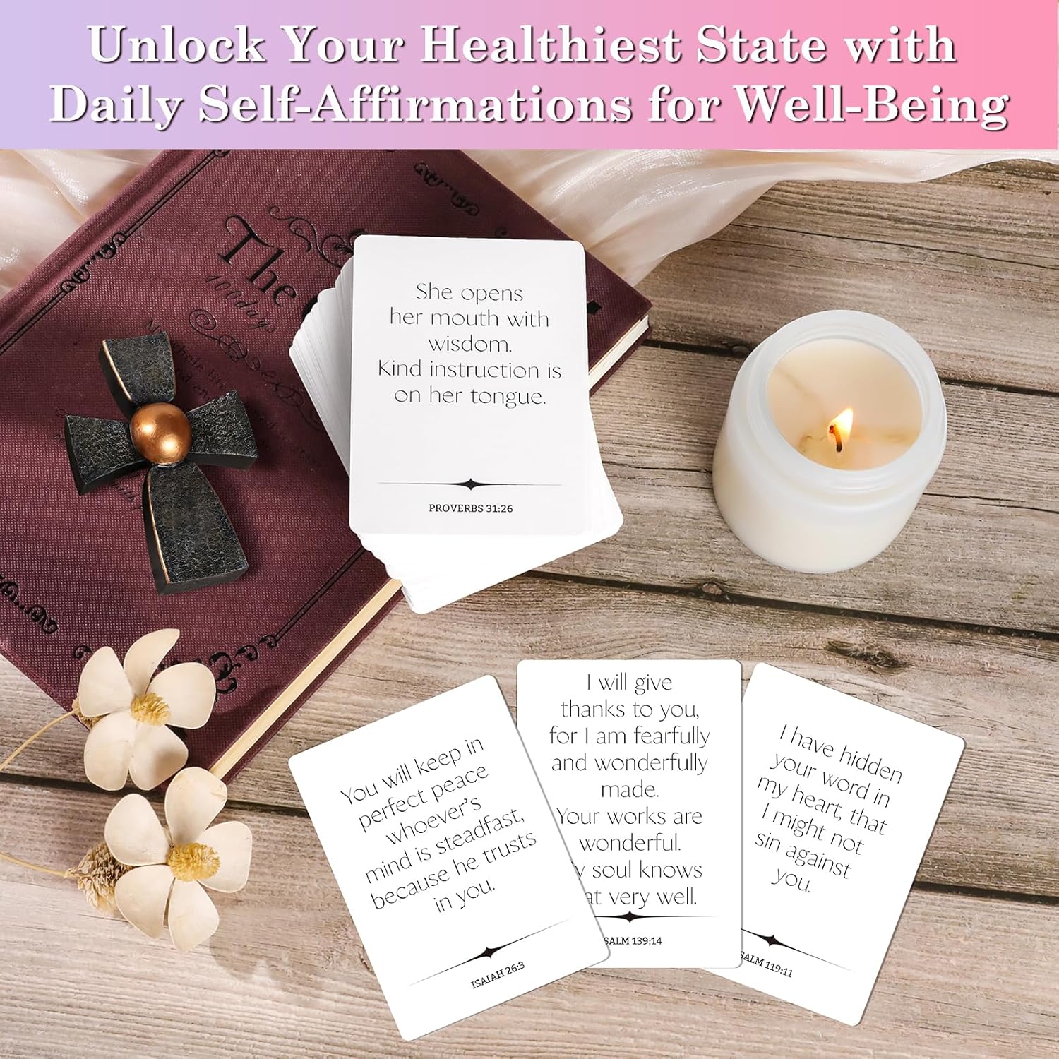 Biblical Affirmation Cards, 60 Unique Christian Art Gifts Scripture Prayer Cards, Positive Religious Inspirational Affirmation Cards Deck, Bible Verse Encouraging Gift For Women And Men