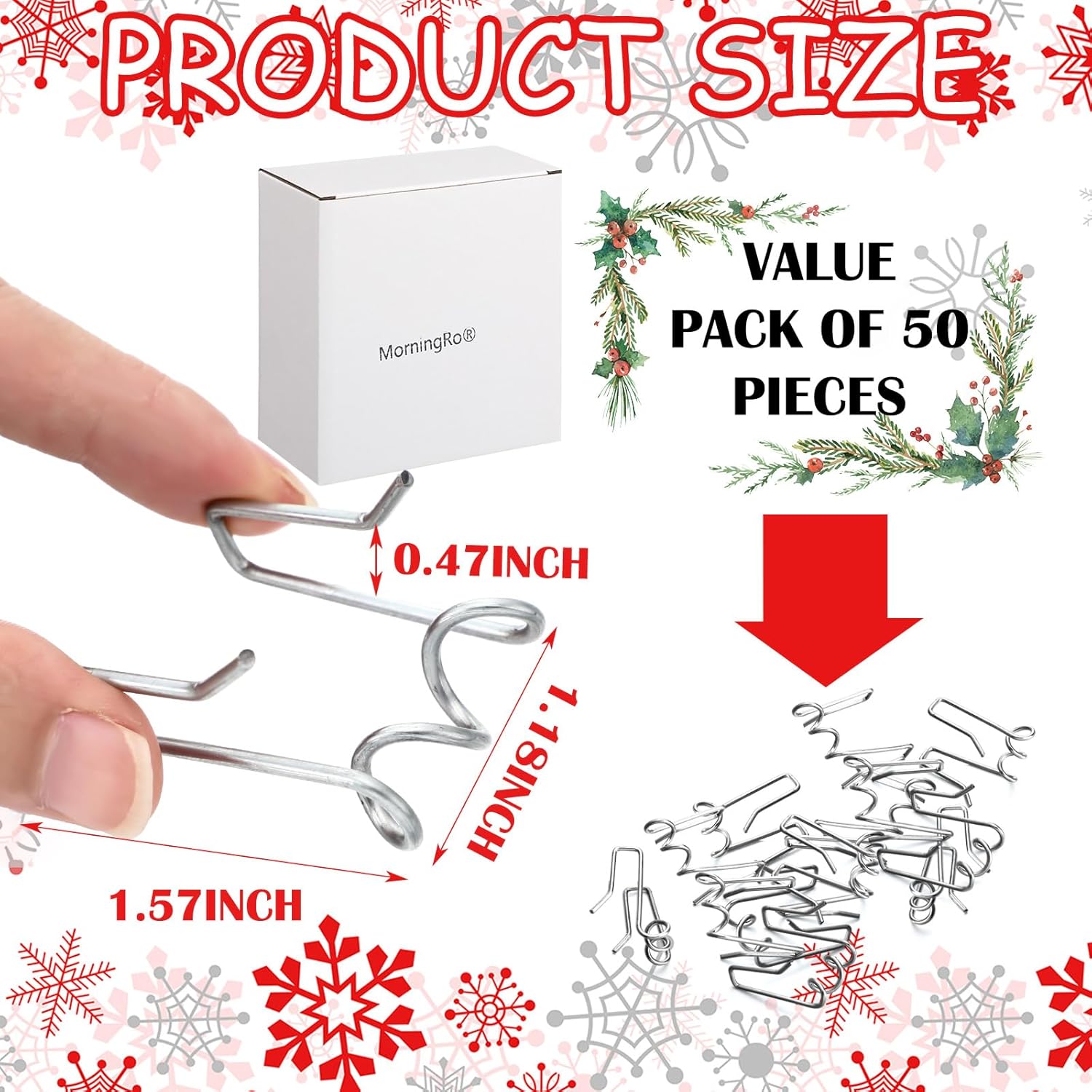 50 Pcs Gutter Light Hooks Outdoor Metal Gutter Clips Orkscrew Shaped Hanging String Lights Hooks For Christmas Halloween Decoration